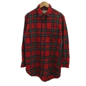 ネルシャツ ブラウス ウール 38 赤 レッド チェック柄 長袖 起毛 /PP GY50