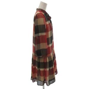 BURBERRY BLUE LABEL ワンピース チェック ボウタイ 7分袖 ひざ丈 36 赤 レッド /FF GY50