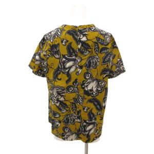 S Max Mara タグ付き カットソー 半袖 花柄 総柄 38 黄 イエロー 濃紺 ダークネイビー /JS GY50