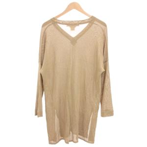 Max Mara 白タグ セットアップ レイヤード ニット Vネック イージー パンツ L ベージュ アンクル 長袖 無地