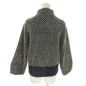 TSUMORI CHISATO ニットジャケット 上着 2 紺 ネイビー ドット柄 長袖 スタンドカラー ジップアップ 内側フリース /MN35