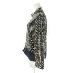 TSUMORI CHISATO ニットジャケット 上着 2 紺 ネイビー ドット柄 長袖 スタンドカラー ジップアップ 内側フリース /MN35