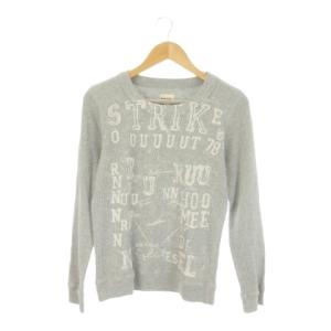 Tシャツ サーマル ワッフル S グレー ロゴプリント ラウンドネック 長袖 /CK18 GY99