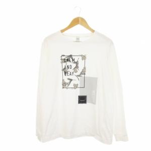 Tシャツ 3 白 ホワイト プリント クルーネック 長袖 /CK19 GY99
