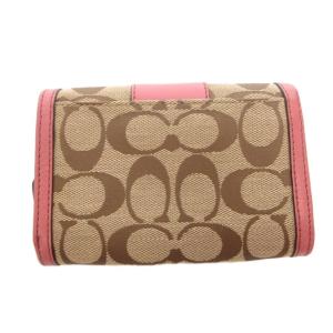 COACH 2つ折り財布 ウォレット シグネチャー キャンバス レザー ピンク ベージュ /FF GY73