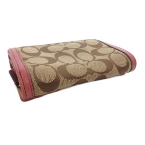 COACH 2つ折り財布 ウォレット シグネチャー キャンバス レザー ピンク ベージュ /FF GY73
