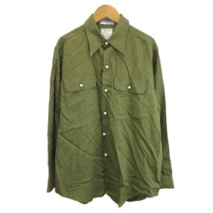 HAMPTON SHIRT NIDOM長袖シャツ グリーン カーキ パールボタン
