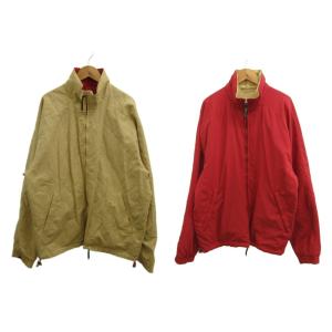 リバーシブルジャケット リネン L レッド ベージュ