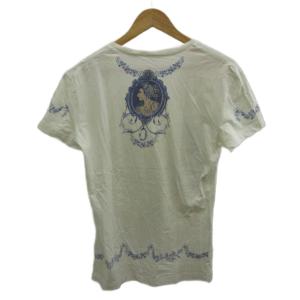 John Galliano Y2K Tシャツ カットソー M 白 ホワイト Vネック プリント 半袖 AUN718Y AN600A