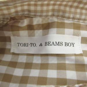 BEAMS BOY TORI-TO トリト シャツ Free ベージュ パッチワーク柄 バンドカラー 長袖 /NP GY12