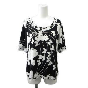 カットソー LL 黒 ブラック 白 ホワイト 花柄 蝶々柄 半袖 Tシャツ /PP GY44