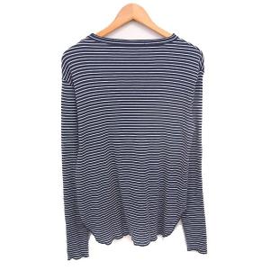 L'Appartement カットソー Tシャツ リブカットソー ボーダー ウール混 ボートネック 長袖 ネイビー ホワイト 紺 白