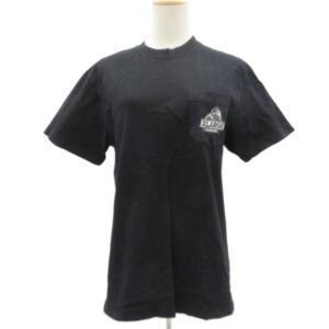 Tシャツ カットソー S 黒 ブラック 半袖 クルーネック ロゴ刺繍 /HO35 GY73