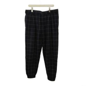 パンツ スラックス ウール モヘヤ混 テーパード チェック柄 54R 3L 紺 ネイビー /XZ GY76