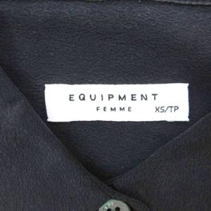 EQUIPMENT シャツ ブラウス 絹 シルク XS 黒 ブラック 無地 レギュラーカラー 長袖 /SM65 GY69