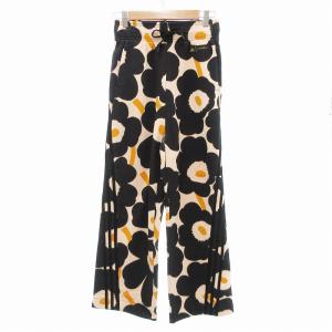 × MARIMEKKO マリメッコ イージーパンツ スウェット 花がら XS ブラック ベージュ GT4592