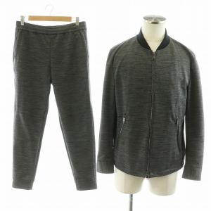セットアップ ジップアップジャケット ブルゾン パンツ ジャージ 切替チェック M グレー 黒 ブラック