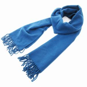 マフラー フリンジ カシミヤ 青 ブルー /AE