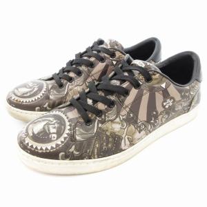 スニーカー シューズ ローカット 総柄 7 茶 ブラウン CS1423 /AE