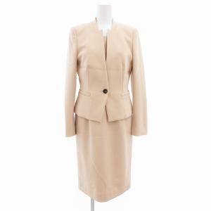 美品 アンサンブル フォーマル ノーカラージャケット 背抜き シングル ワンピース ノースリーブ ミモレ