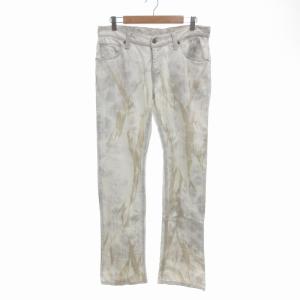デニムパンツ ジーンズ ブリーチ加工 ローライズ ストレッチ L グレー 白 ホワイト TPT-6206