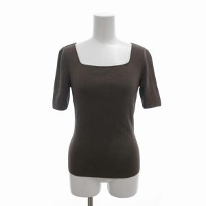 サマーニット カットソー 半袖 40 M 茶 ブラウン /FT