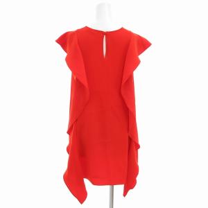 ADEAM 美品 クレープフラウンスブラウス プルオーバー ノースリーブ 2 赤 レッド 41631 /AE