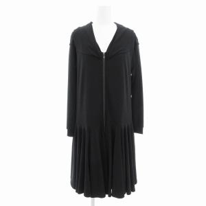 ダブルジップカーディガン カットソー ショールカラー フレア 長袖 38 S 黒 ブラック /AE