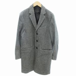 チェスターコート ジャケット ヘリンボーン ウール ロング丈 L グレー /HO