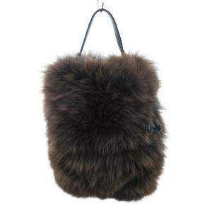 VIOLA d'ORO 美品 2way ショルダーバッグ ハンド ポシェット フォックスファー 茶 ブラウン /HO