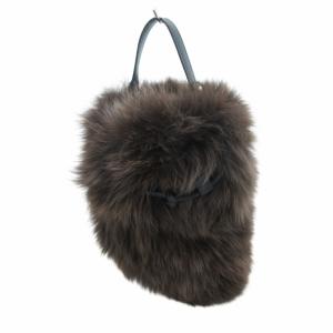 VIOLA d'ORO 美品 2way ショルダーバッグ ハンド ポシェット フォックスファー 茶 ブラウン /HO