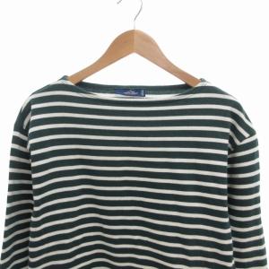 SAINT JAMES バスクシャツ カットソー ボーダー 長袖 46 M 緑 グリーン 白 ホワイト /FT