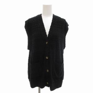 PILE JACQUARD VEST パイル ジャガード ベスト ニット ノースリーブ F 黒 ブラック