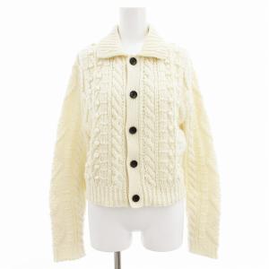23AW ウールハンドニットケーブルポロカーディガン F アイボリー 39-02-34-02011