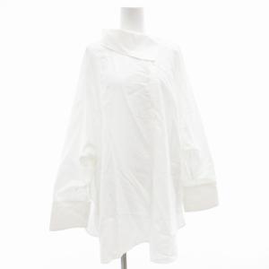 テンセルオックスフォード ハイネックブラウス 長袖 ドルマンスリーブ F 白 ホワイト 22-01-24-01101