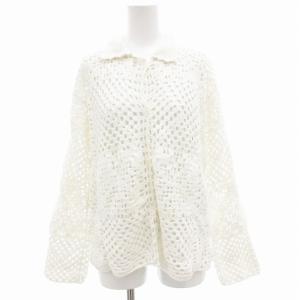 23SS クロシェカーディガン ニット 長袖 かぎ針編み F 白 ホワイト GGZ1031505A0005