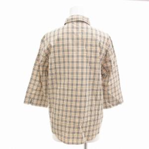 BURBERRY GOLF ノバチェック シャツ ブラウス コットン 半袖 L ベージュ /FT