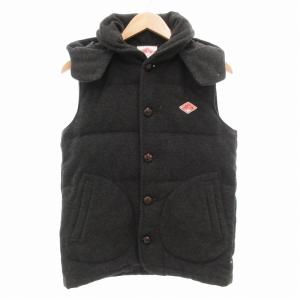 ×ビームス BEAMS 別注 ダウンベスト ジャケット フード付 ロゴ 38 グレー /GV