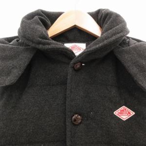DANTON ×ビームス BEAMS 別注 ダウンベスト ジャケット フード付 ロゴ 38 グレー /GV