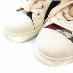 BLUE LABEL CRESTBRIDGE スニーカー シューズ ローカット チェック 24.0cm 白 アイボリー /FT