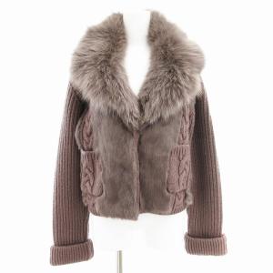 ニットジャケット フォックス ラビットファー 38 ブラウン