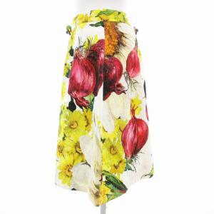 DOLCE&GABBANA フレアスカート タック ミニ 花柄 ビジュー シルク混 38 マルチカラー /GV