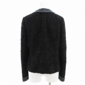 DOLCE&GABBANA ノーカラージャケット 総裏地 レース デニム切替 38 XS 黒 ブラック /AE