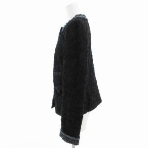 DOLCE&GABBANA ノーカラージャケット 総裏地 レース デニム切替 38 XS 黒 ブラック /AE