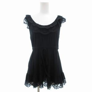 ノースリーブカットソー フリルレース 40 黒 ブラック /GV