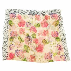 スカーフ 大判 花柄 絹 シルク シースルー ピンク /HO