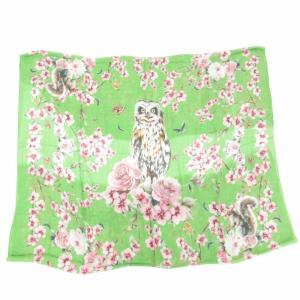 DOLCE&GABBANA 大判スカーフ ストール アニマル柄 花柄 カシミヤ混 緑 グリーン /GV