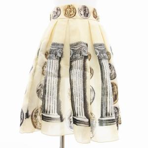 フレアスカート コイン シルク ひざ丈 38 XS ベージュ /AE