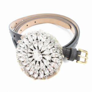 美品 ナローベルト ブローチバックル 2WAY ダークグレー /AE