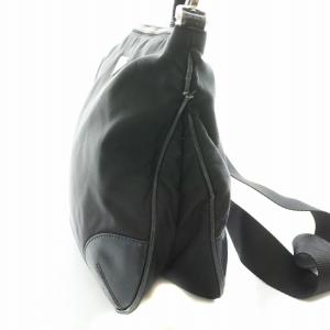 PRADA ショルダーバッグ 三角プレート ロゴ ナイロン レザー 黒 ブラック /MW AA